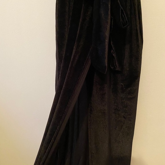 Black Velvet Wrap Maxi Dress - Picture 4 of 5